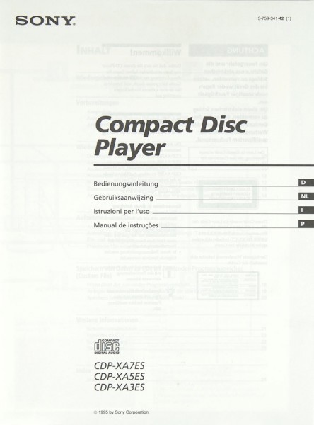 Sony CDP-XA 7 ES / CDP-XA 5 ES / CDP-XA 3 ES User Manual