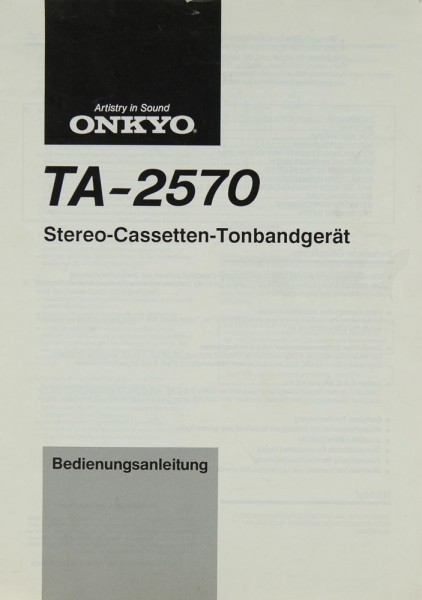 Onkyo TA-2570 Bedienungsanleitung