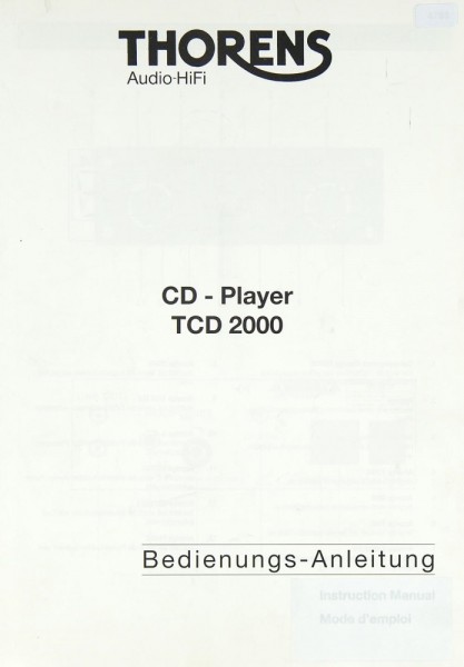 Thorens TCD 2000 Bedienungsanleitung
