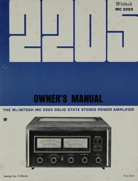 McIntosh MC 2205 Manual