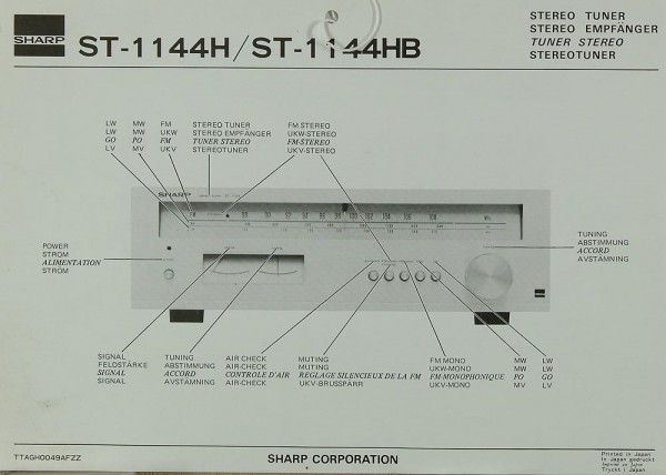 Sharp ST-1144 H / ST-1144 HB Brochure / Catalogue