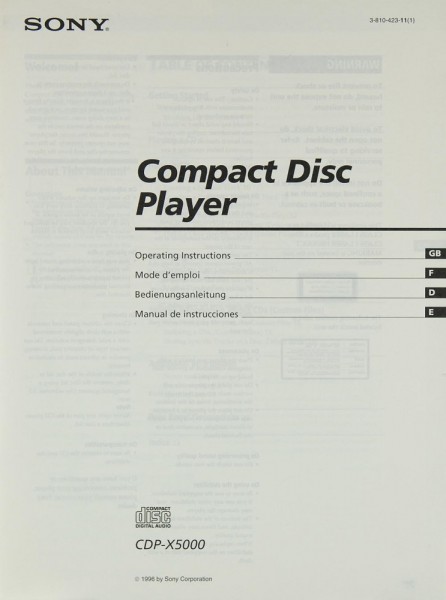Sony CDP-X 5000 Bedienungsanleitung