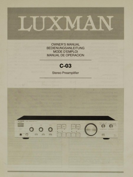 Luxman C-03 Operating Instructions