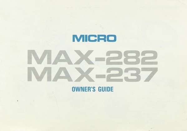 Micro Seiki MAX-282 / MAX-237 Operating Instructions