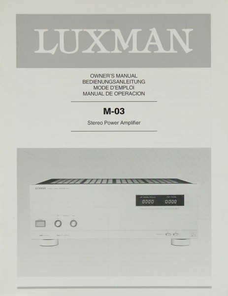 Luxman M-03 Operating Instructions