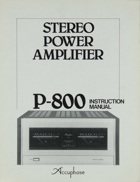Accuphase P-800 Manual