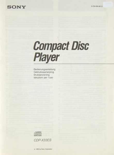 Sony CDP-X 33 ES Manual