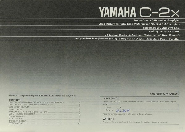 Yamaha C-2x Bedienungsanleitung