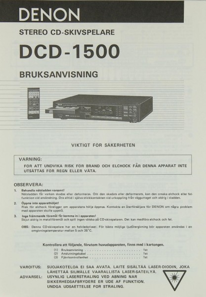 Denon DCD-1500 Operating Instructions
