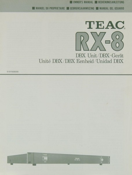 Teac RX-8 Operating Instructions