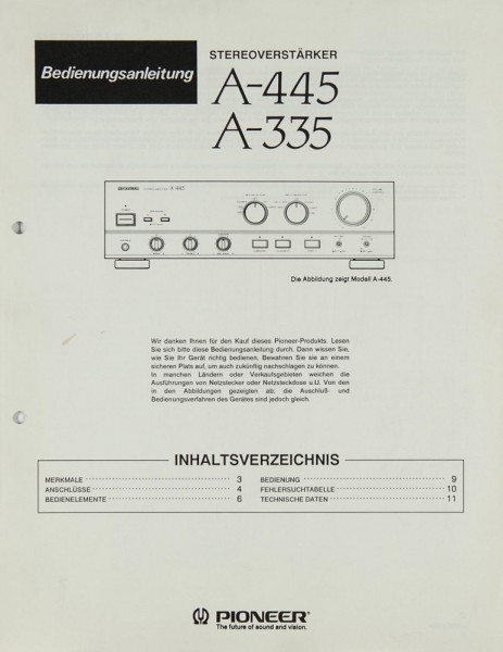 Pioneer A-445 / A-335 Instruction Manual