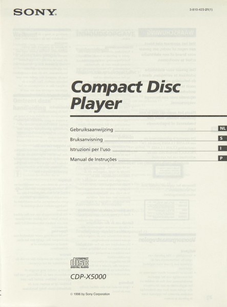 Sony CDP-X 5000 User Manual