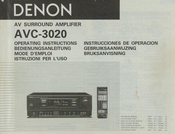 Denon AVC-3020 Manual