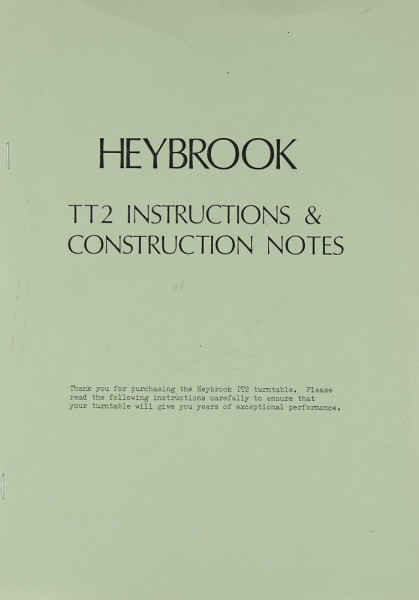Heybrook TT 2 Bedienungsanleitung
