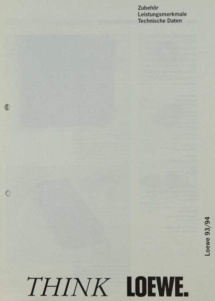 Loewe Think Loewe. Technische Daten / Zubehör 93/94 Brochure / Catalogue