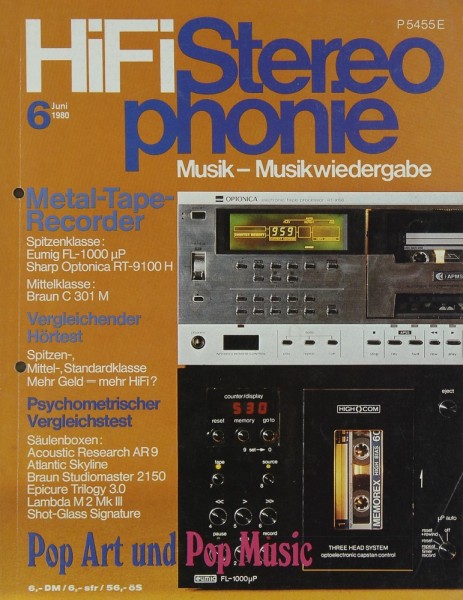 Hifi Stereophonie 6/1980 Zeitschrift