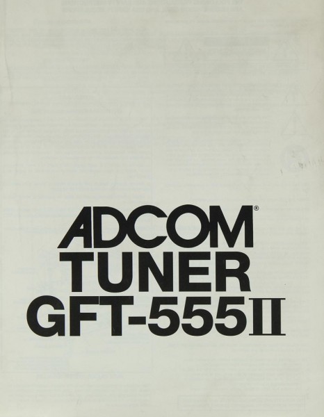 Adcom GFT-555 II Operating Instructions