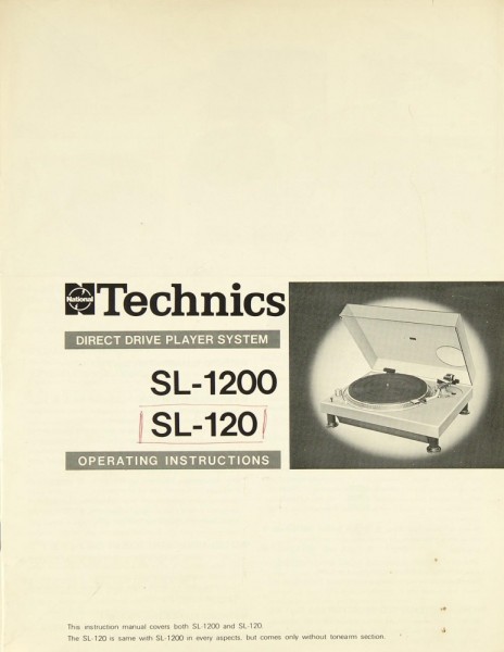 Technics SL-1200 / SL-120 Bedienungsanleitung