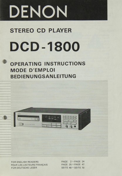 Denon DCD-1800 Bedienungsanleitung