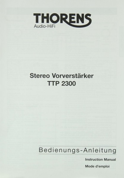 Thorens TTP 2300 Bedienungsanleitung