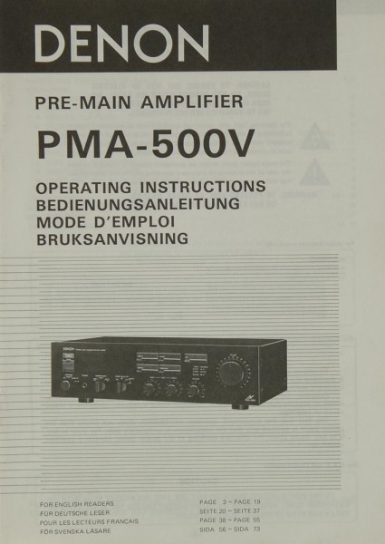 Denon PMA-500 V Bedienungsanleitung