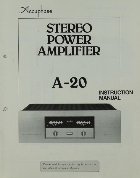 Accuphase A-20 Manual
