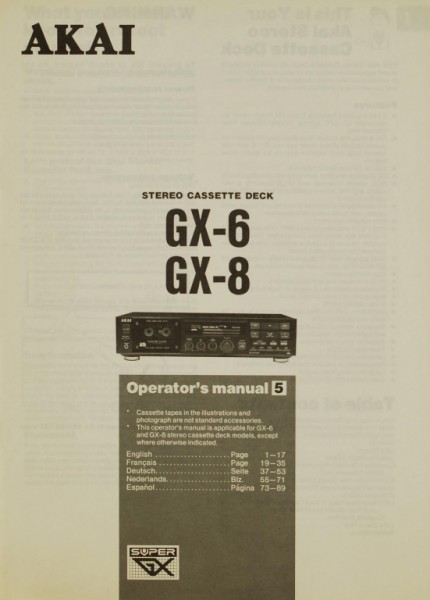 Akai GX-6 / GX-8 Operating Instructions