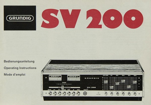 Grundig SV 200 Operating Instructions