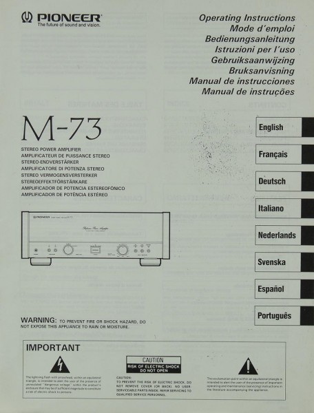 Pioneer M-73 Bedienungsanleitung