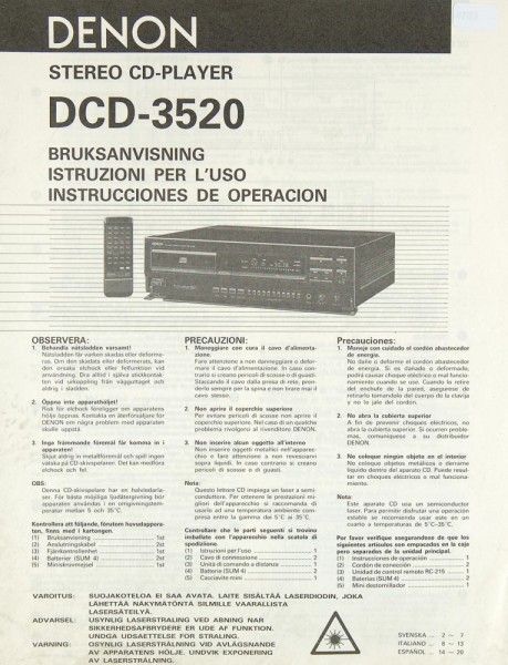 Denon DCD-3520 Manual