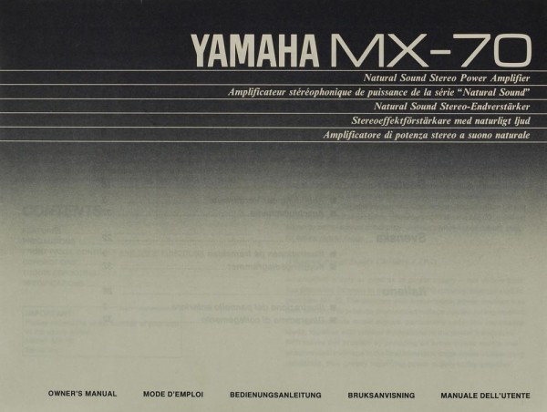 Yamaha MX-70 Bedienungsanleitung