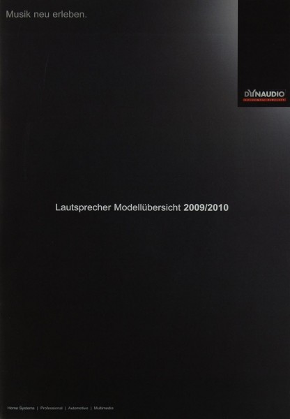 Dynaudio Lautsprecher Modellübersicht 2009/2010 Prospekt / Katalog