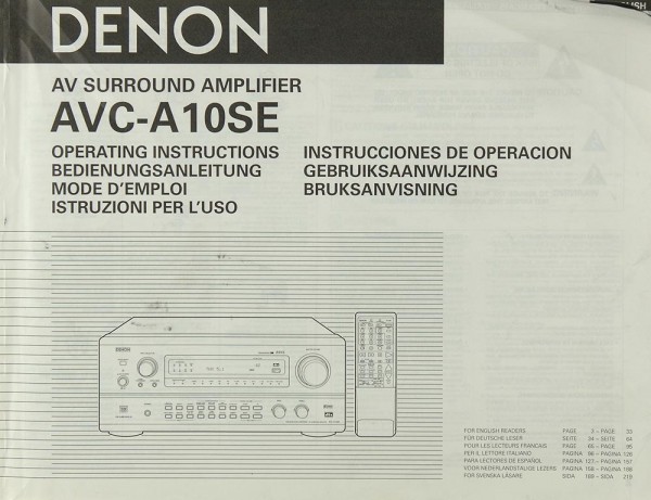 Denon AVC-A 10 SE Bedienungsanleitung