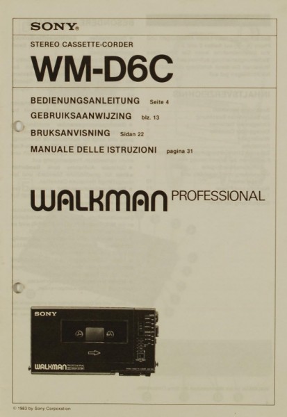 Sony WM-D6C Bedienungsanleitung