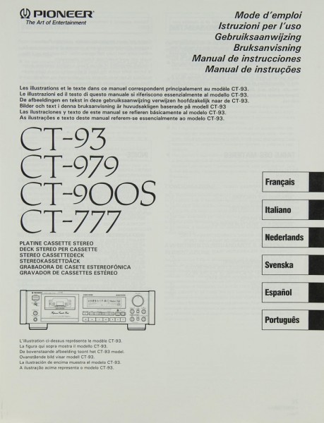 Pioneer CT-93 / 979 / 900 S / 777 Instruction Manual