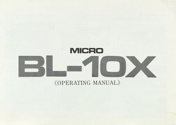Micro Seiki BL-10 X X User Manual