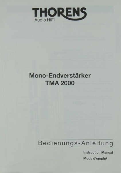 Thorens TMA 2000 Bedienungsanleitung