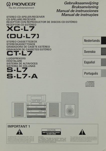 Pioneer XC-L 7 (DU-L 7) / CT-L 7 / S-L 7 / S-L 7-A Manual