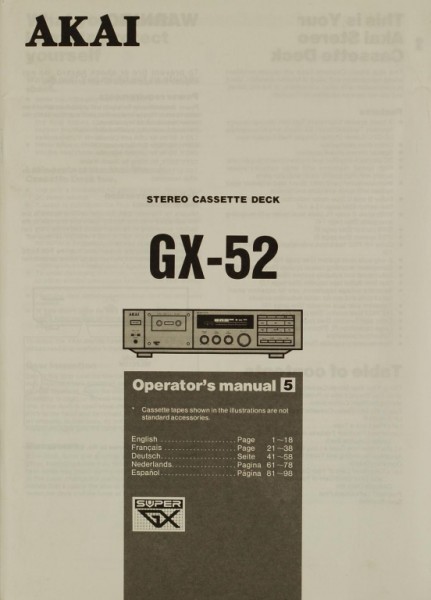 Akai GX-52 Operating Instructions