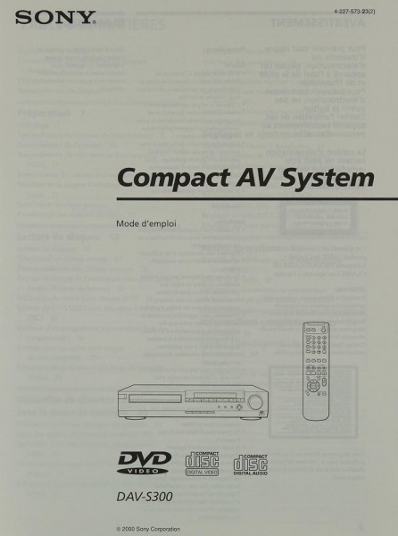 Sony DAV-S 300 Manual