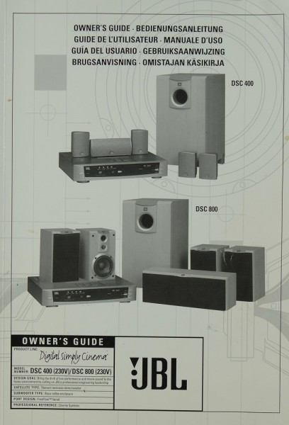 JBL DSC 400 / DSC 800 Manual