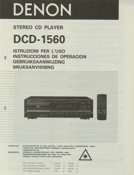 Denon DCD-1560 Bedienungsanleitung
