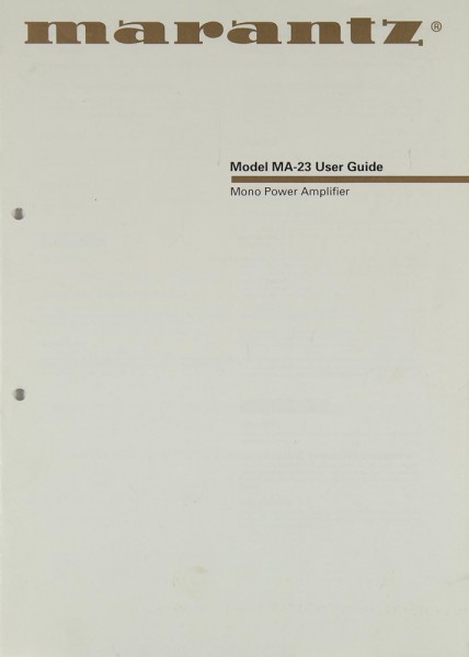 Marantz MA-23 Manual