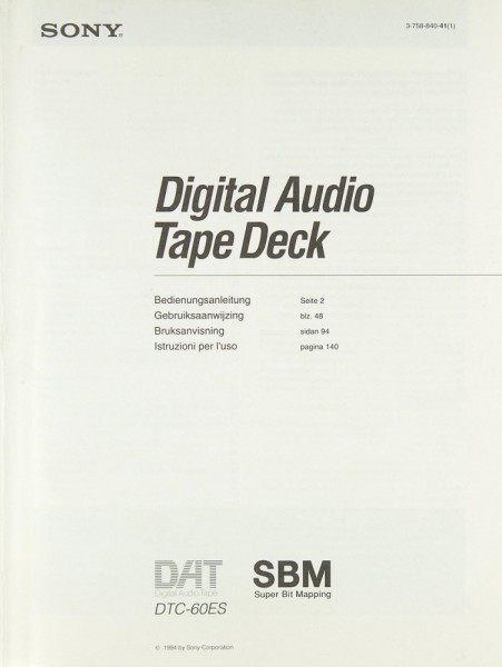 Sony DTC-60 ES User Manual