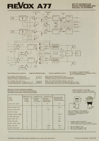 Revox A 77 Circuit diagram / Service documents