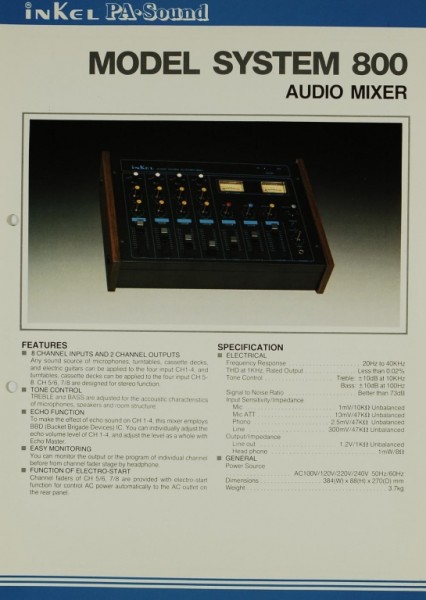 Inkel PA-Sound Model System 800 Prospekt / Katalog