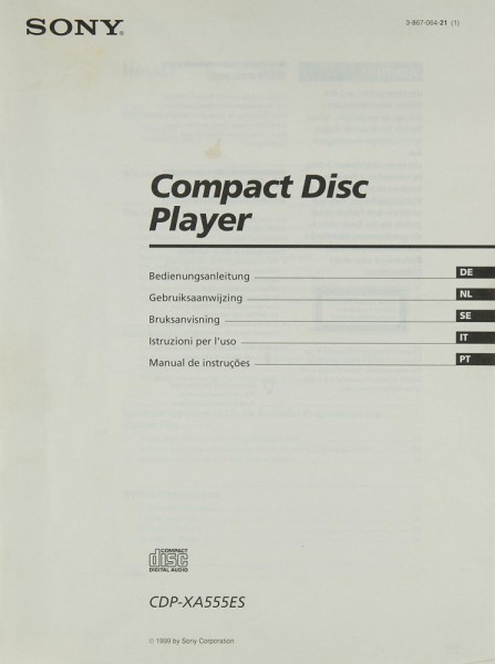 Sony CDP-XA 555 ES Manual