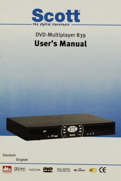 Scott DVD-Multiplayer 839 Manual