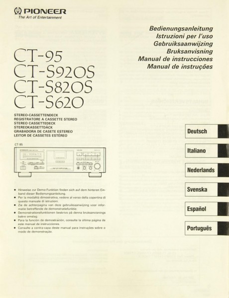 Pioneer CT-95 / CT-S 920 S / CT-S 820 S / CT-S 620 Bedienungsanleitung