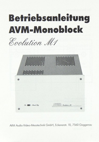 AVM Evolution M 1 Operating Instructions